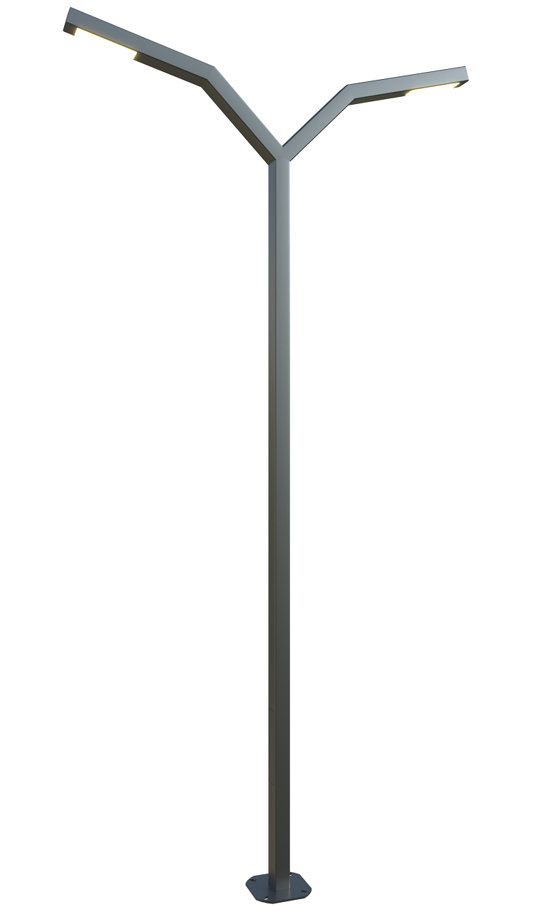 Angular LED pole 18 ft. Brussel OD 4x4 (Aluminum+powder coating) Two sides 180W 24300Lm